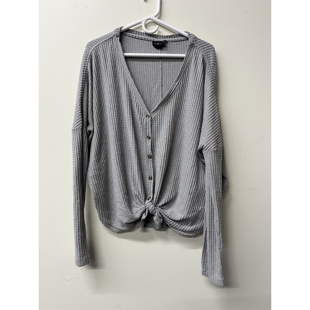 Urban Outfitters Out From Under Women's Front Tie Button-Down Waffle Knit Medium